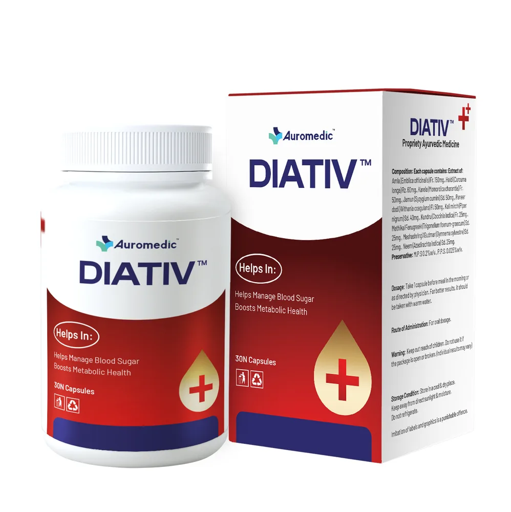 Diativ पैक — मधुमेह देखभाल, मेटाबॉलिज्म और आंतरिक संतुलन के लिए प्राकृतिक कैप्सूल ₹2490 से, भारत में उपलब्ध
