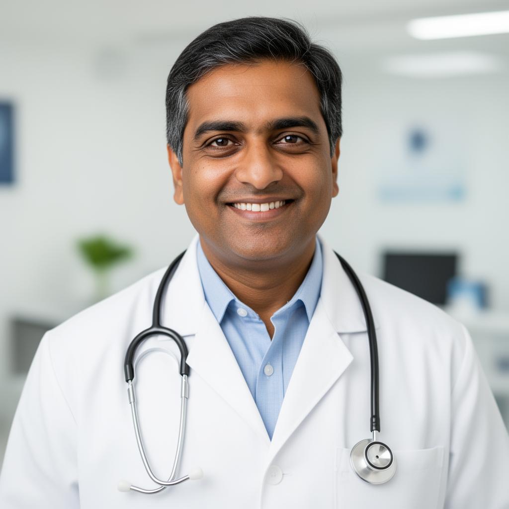 Portrait of Dr. Aarav Sharma, MBBS, MD (Internal Medicine) reviewing Topazon products